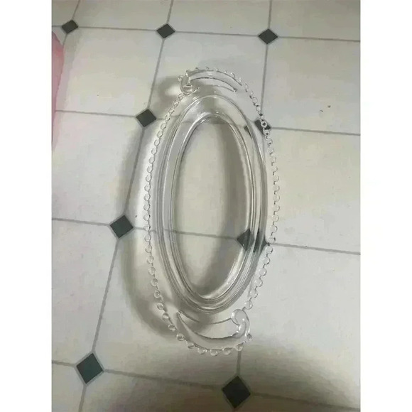 Vintage Imperial Glass Candlewick Oval Celery Dish with Handles 10" - Picture 8 of 8